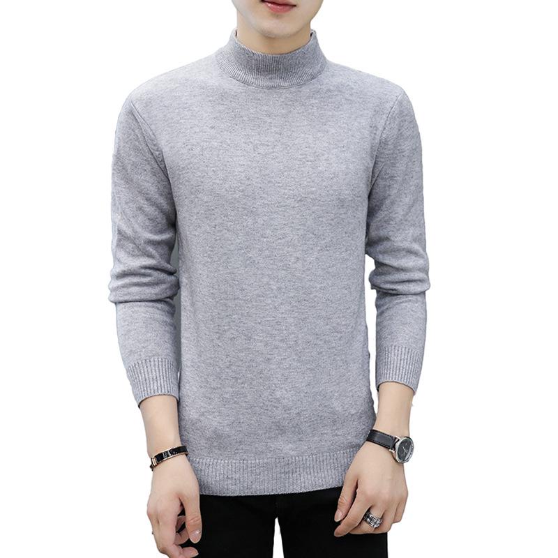 Men's Cross-Border Plus Size Velvet Thick Sweater, Autumn/Winter Half-High Collar Pullover, Trendy Warm Knitwear