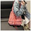 Korean Style Drawstring Bag Fashion Plaid Tote Bag Simple Lotus Leaf Shoulder Bag  Storage Bag