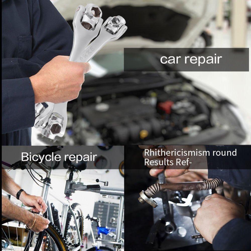 Metric 12-19mm Socket Wrench 360 Degree Rotating Head Flexible Dog Bone  for Home and Car Repair