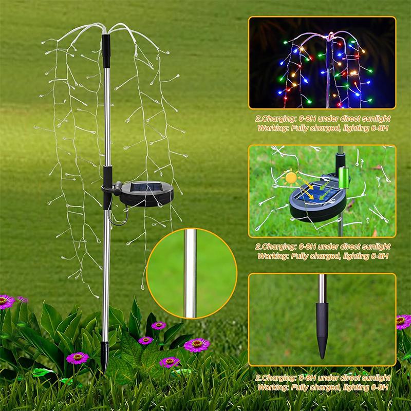 Outdoor LED Firework Christmas Decor Solar Lights Waterproof Garden Party Fairy Solar Lights for Landscape Lawn Pathway Patio