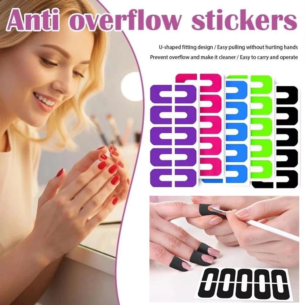100Pcs Reusable Nail Polish Stickers U-Shape Anti-Overflow Tape Manicure Tool