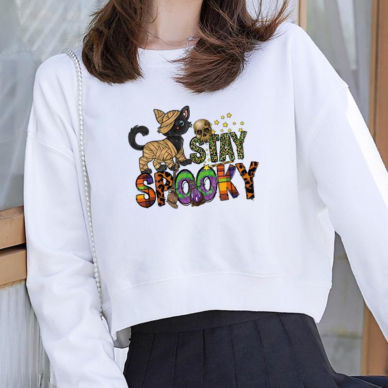 Spooky Cat Iron On Transfer Clothes Appliqued Heat-Adhesive Transfer Diy Accessory Arts Crafts Ironing Halloween Skull Patch