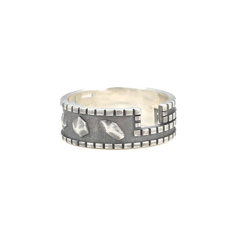Adjustable Open Ring Men Women Geometric Ice Floe Design Vintage Copper Statement Jewelry
