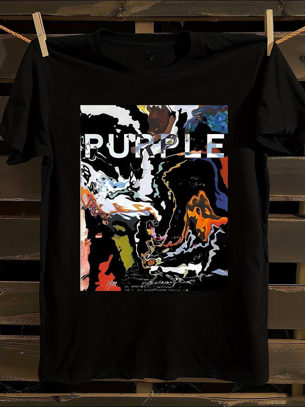 Vintage-Inspired Purple Print T-Shirt S