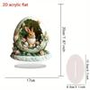 M-Easter Egg Shaped Cottage Rabbit Acrylic Ornament 2D Flat Cute Rabbit Desktop Ornament Easter Gift