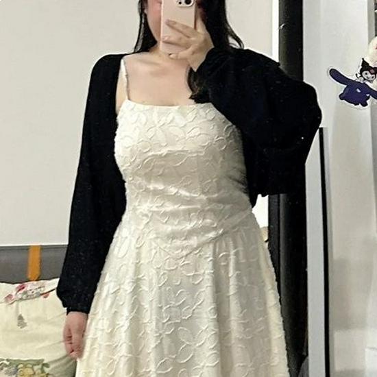 Elegant French Lace Spaghetti Strap Maxi Dress & Cardigan Set