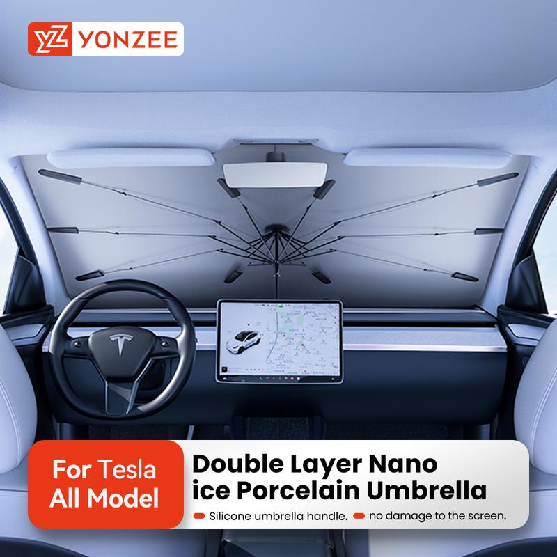 YZ Tesla Parasol na Szybę Osłona Krawędzie Obszyte Osłona Parasol Samochód Letnia Ochrona Przed Słońcem Osłona Przeciwsłoneczna na Przednią Szybę