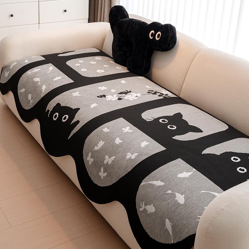 Special-shaped leather sofa cushion is universal in all seasons 2025 new light luxury high-end fixed non-slip straight row seat cushion cover cloth