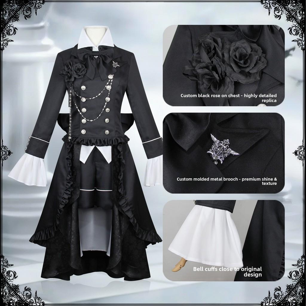 Black Butler Ciel Phantomhive Cosplay Shalior Costume With Polyester Fabric For Anime Role Play