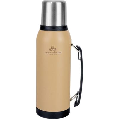 Wahei Freiz Stainless Steel Water Bottle with Coyote Insulates Hot or Vacuum Insulated RH-1625 1-Liter Cup, 2-Way, Brown, Cold,