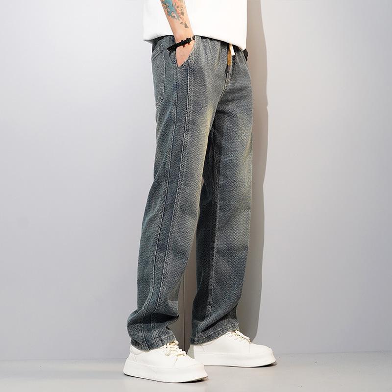 Men's Loose Straight Leg Jeans Spring Autumn New Style Starry Sky Pattern Thin High Street Casual Comfortable Jean