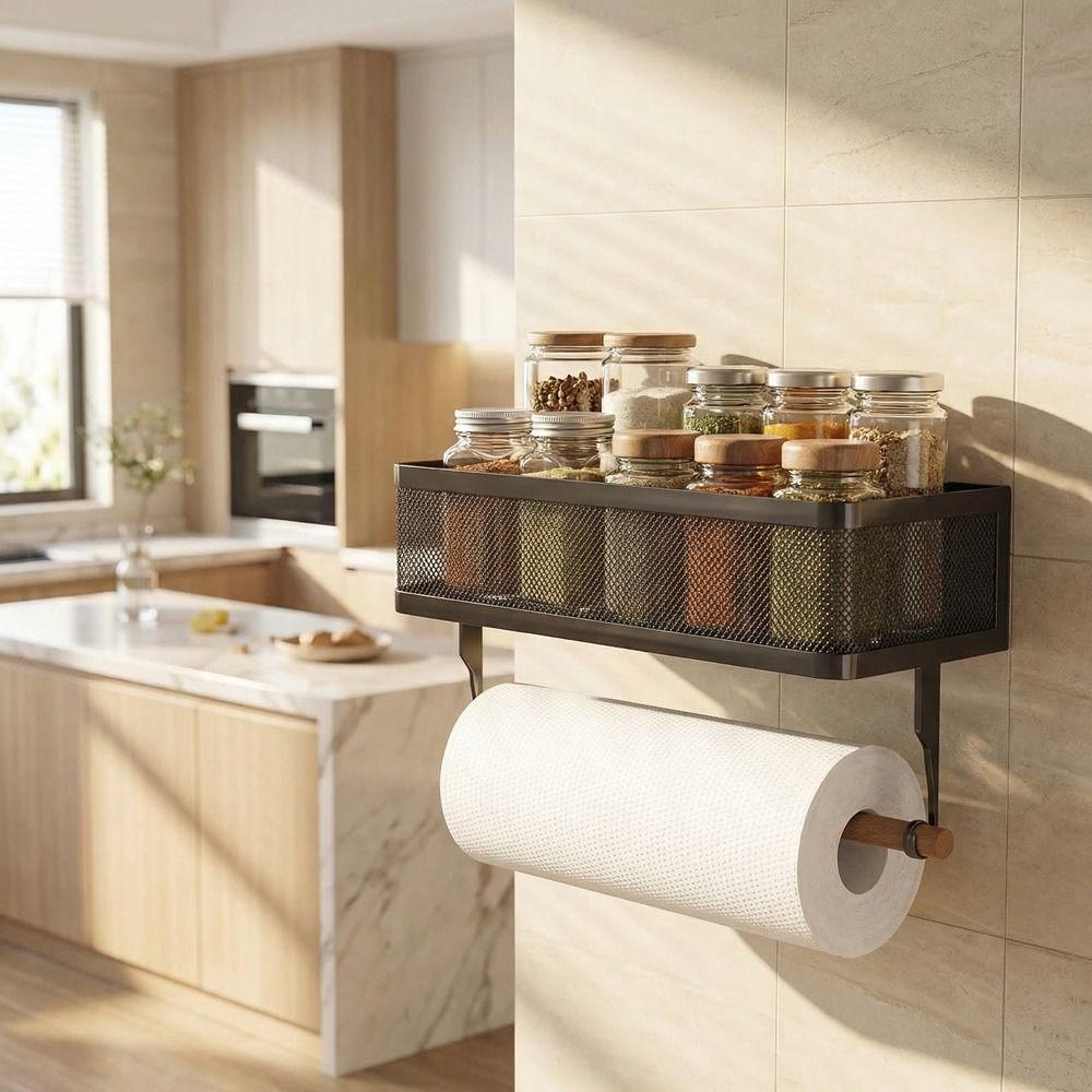 Strong Load-bearing Spice Storage Rack Wall Mounted Wall Shower Shampoo Rack  Bathroom