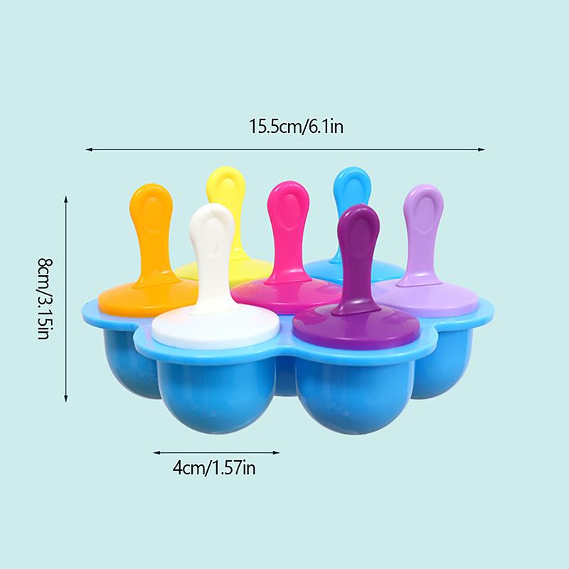 7 Holes Diy Ice Cream Pops Silicone Mold Ice Cream Ball Maker Popsicles Molds Baby Fruit Shake Home Kitchen Accessories Tool