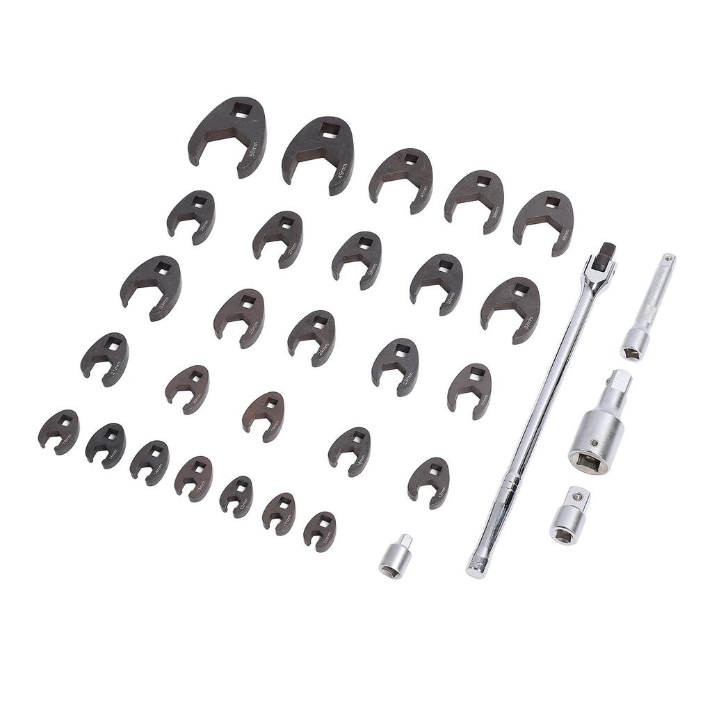 32Pcs 10 to 50mm Metric Tight Clearance Brake Line Wrench Set 3 8 1 2 3 4 Inch Drive Offset Open End Wrenches with