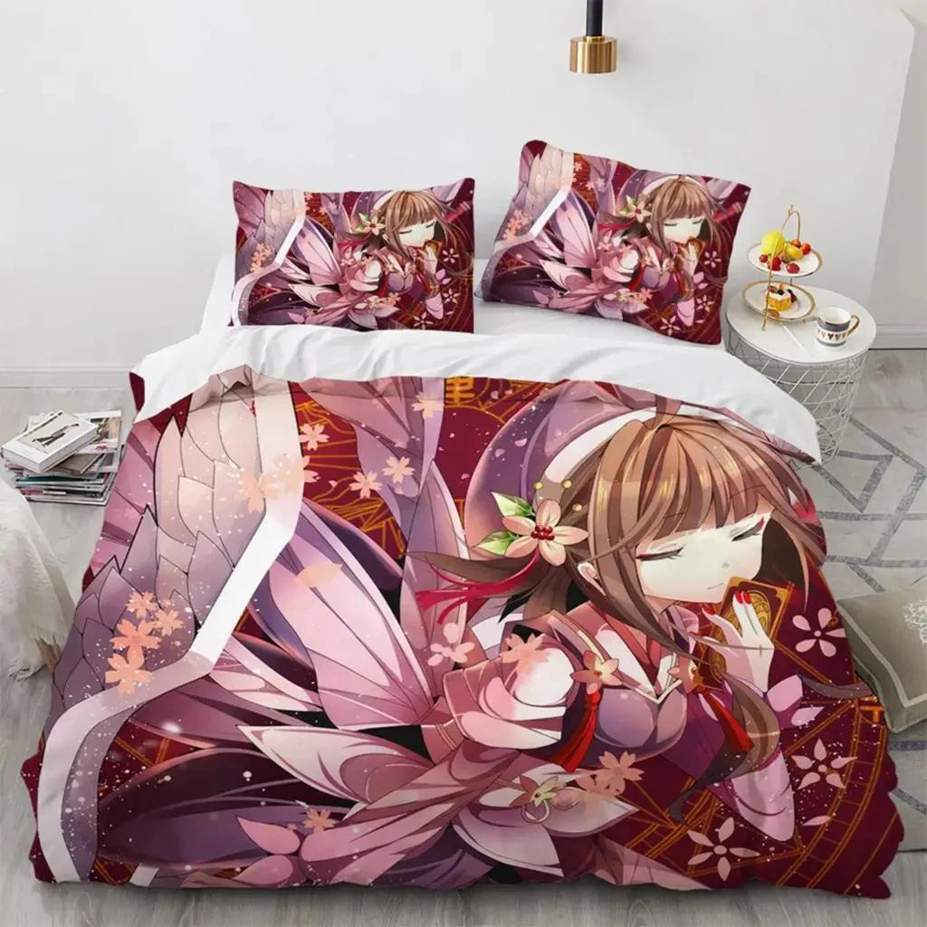 Anime Cardcaptor Sakura Bedding Set,Duvet Cover Comforter Bed Set Quilt Cover Pillowcase,King Queen Twin Size Boys Girls Adults
