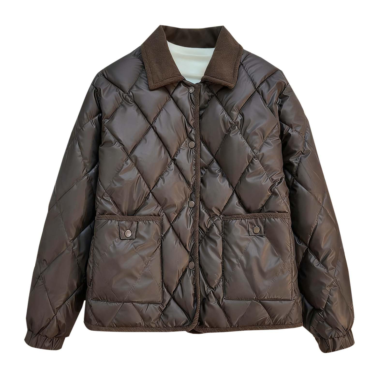 

Женское повседневное пальто на пуговицах, утолщенное, с карманами, однотонное, с длинными рукавами XL кофейный