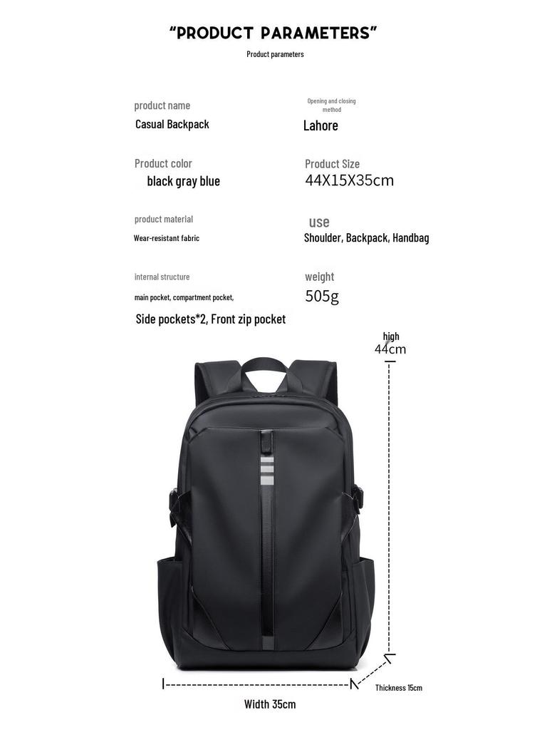 Men's Cross-Border Outdoor Fashion Water-Repellent Casual Backpack for Travel & School