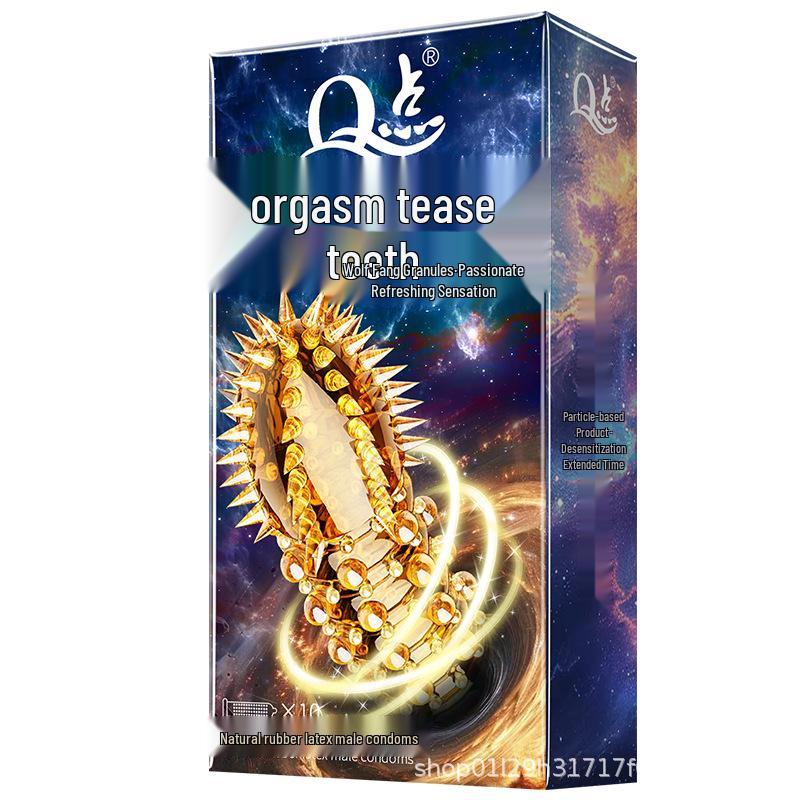 Ultra-Thin Large Particle Clitoral Stimulation Condoms - Long-Lasting Wolf Teeth Design