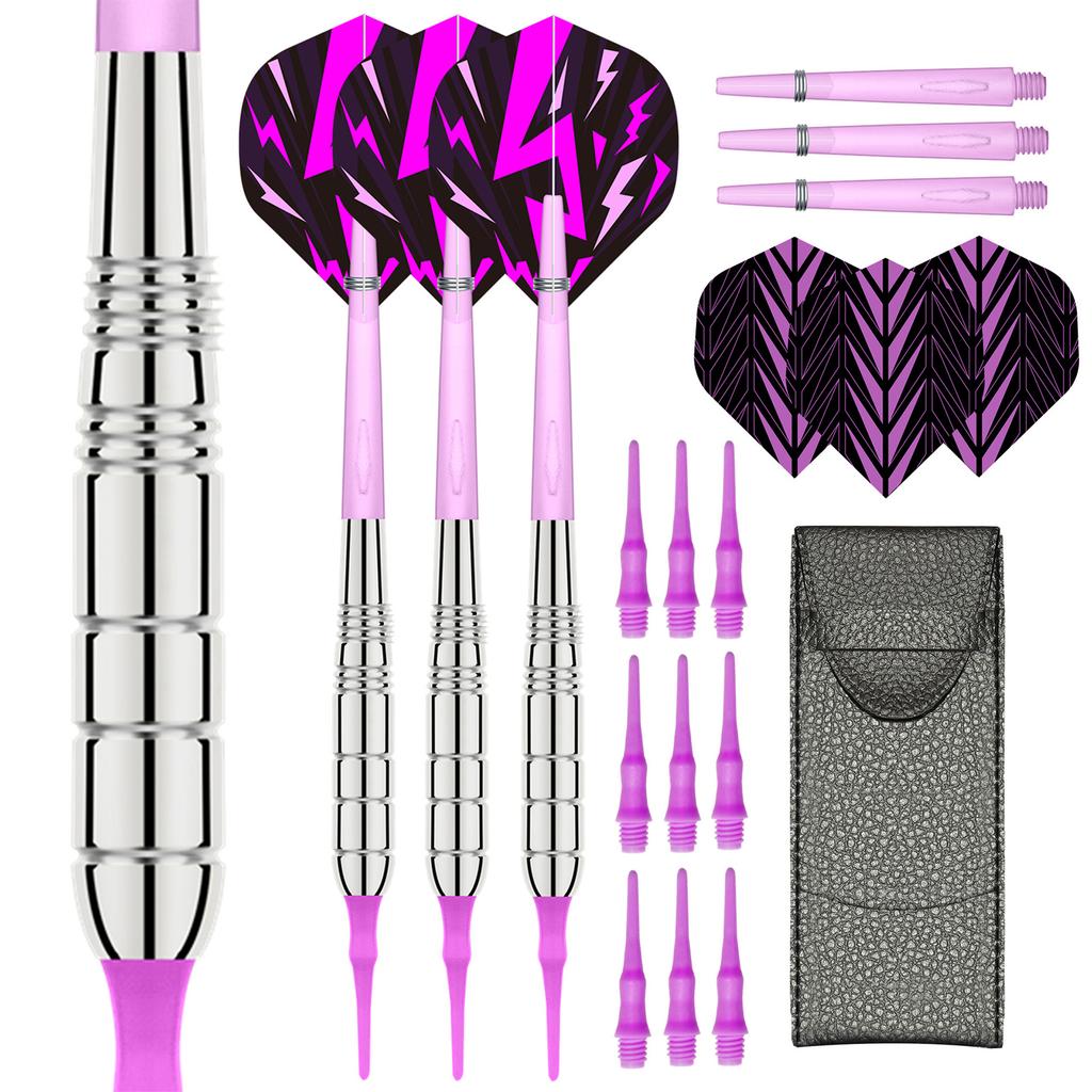 3 Pack Plastic Tip Dart, Not Easy to Break and Bend Professional 18g Soft Tip Dart with Plastic Shafts and Carrying Bag