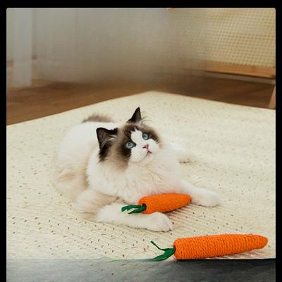 Pet Cat Toys, Cat Interaction Toys, Dog Toys, Carrot-shaped Cat Toys, Self-amusement and Stress-relief Toys for Cats, Sound-producing and Chewing Toys