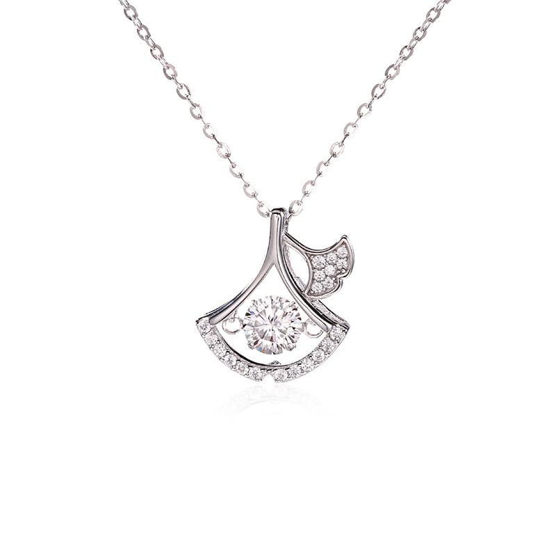 Micro-set Zircon Moissanite Leaf Necklace Fashion Commute Jewelry