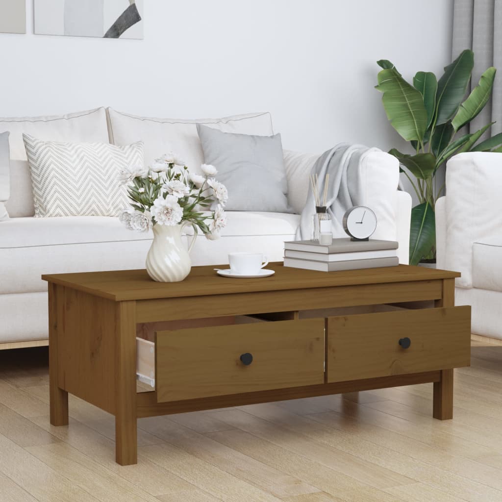  Coffee Table, Honey Brown, 100x50x40 Cm, Solid Pine Wood