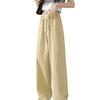2026 Summer Women's Wide-Leg High-Waisted Loose Suit Pants with Double Buttons and Drawstring - Lightweight and Casual