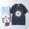 Foreign Trade Export Surplus Comfortable All-Cotton Summer New Men's Fashion Round Neck Five-Pointed Star Print Short-Sleeve T-Shirt