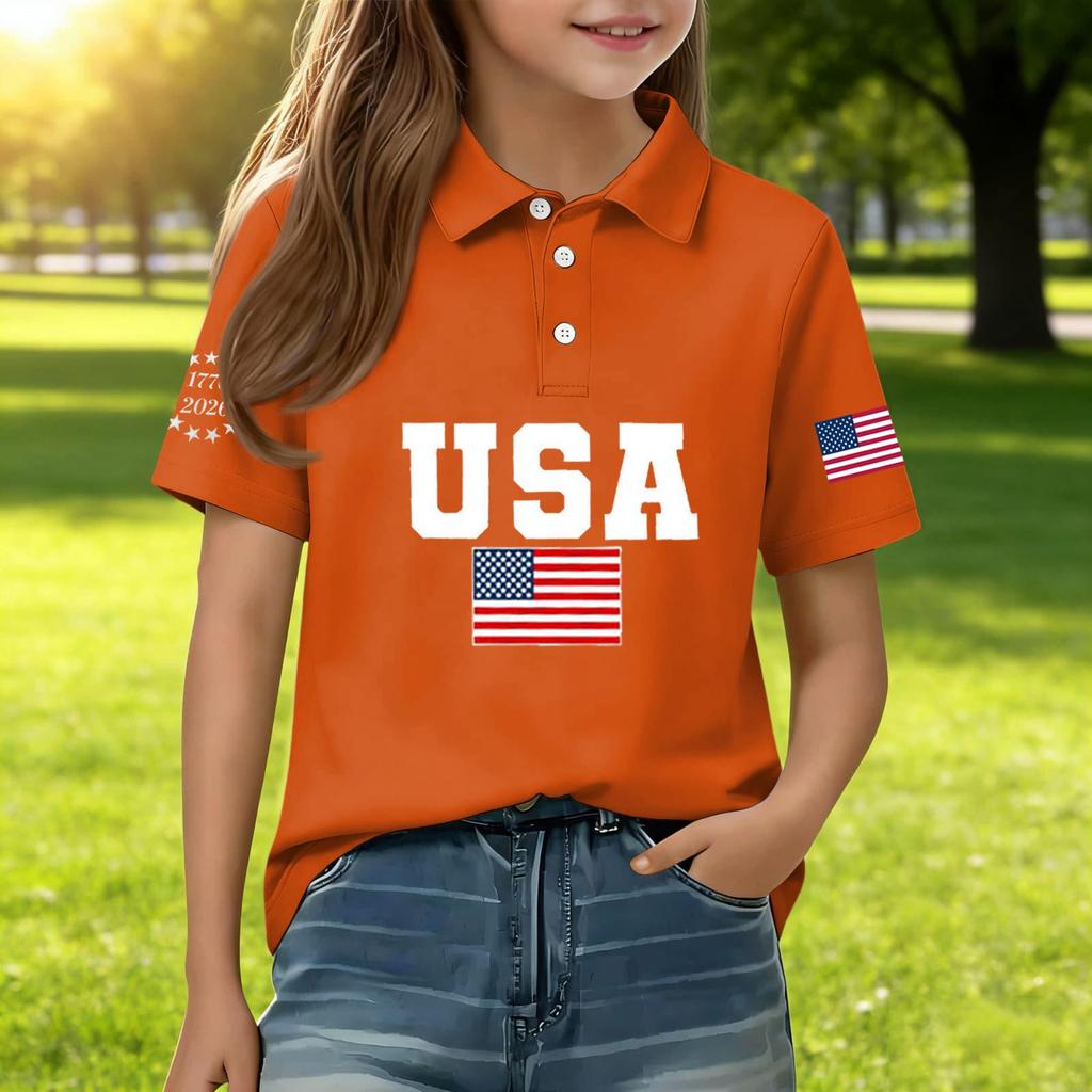 Children's Daily Casual Short-sleeved Print Tops T-shirts Shirts