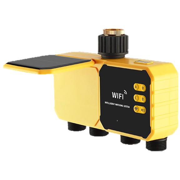 Solarbetriebener intelligenter WiFi-Tropfbewässerungs-Timer: 4-Wege Automatisches Blumenbewässerungssystem