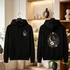 Witchy Raven Hoodie Celestial Moon Long Sleeve Gothic Floral Crow Sweatshirt Botanical Moon Phase Pullover Dark Cottagecore Gift
