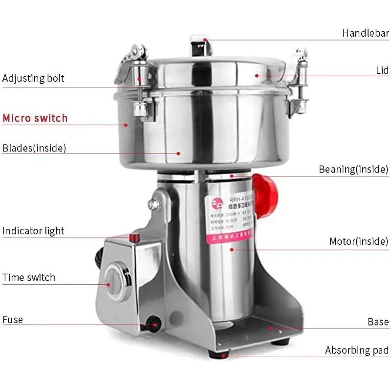 3000G Stainless Steel Grain Grinder Mill Powder Machine Swing Type Commercial Electric Grain Mill Grinder for Herb Food Grade