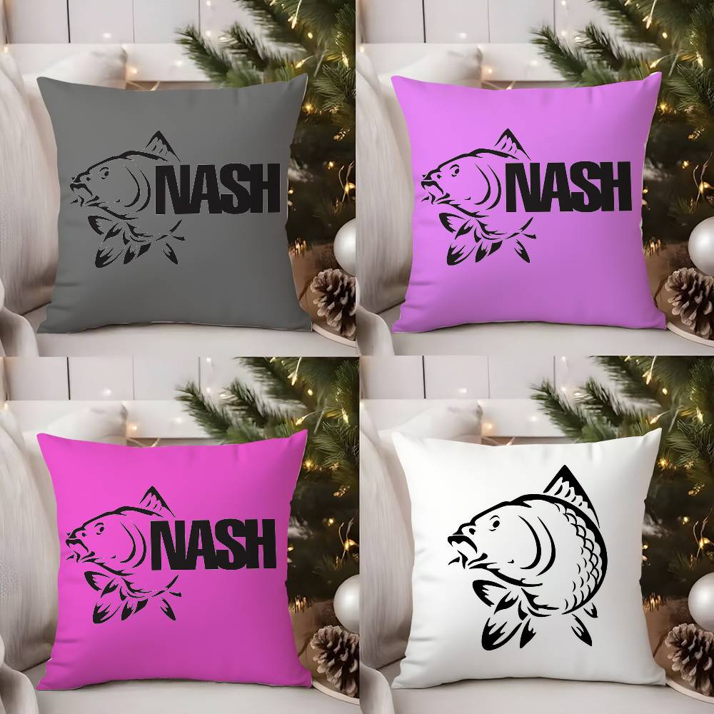 Pillow Case N-Nash Fishing Logo Office Sofa Dorm Chair Back Short Plush Double-Sided Printing Home Cushion Cover
