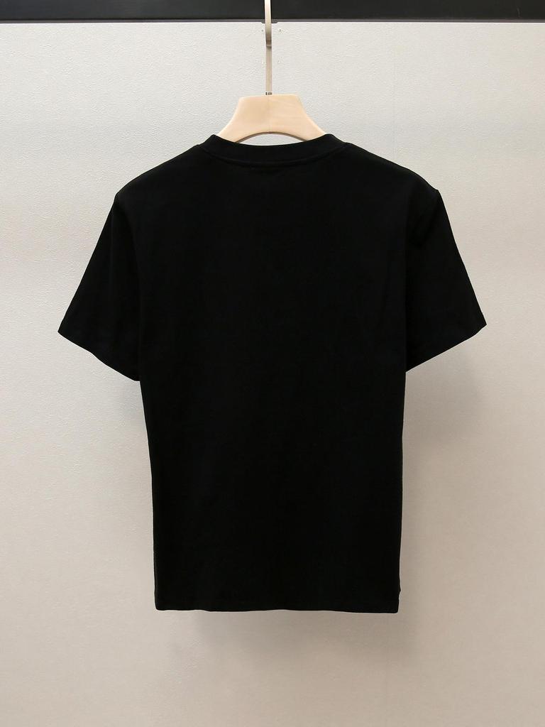 T-shirt da Donna Autunnale Ricamata Girocollo Manica Corta di Alta Gamma