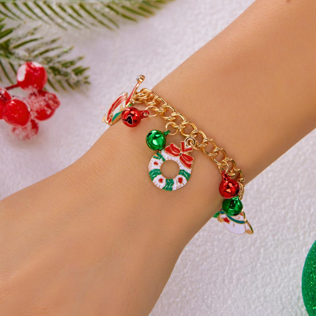 Christmas Metal Chain Necklace For Women Girls Santa Claus Snowman Bell Elk Wreath Pendant Clavicle Choker Party New Year Gifts