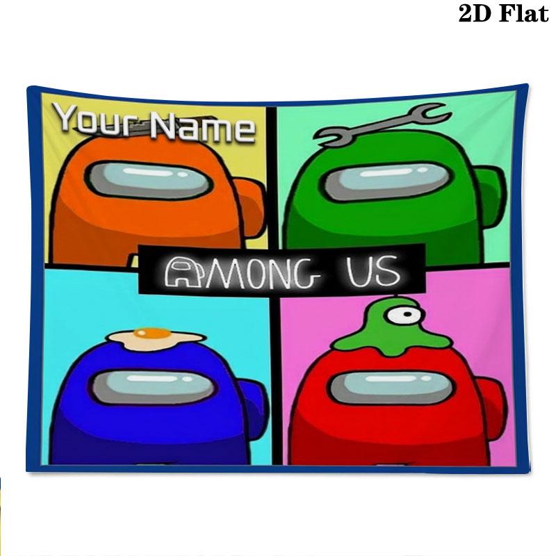 Among Us Custom Name Wall Tapestry Aesthetic Wall Hanging Printed Fabric Blanket Decorative Tapestries for Bedroom Living Room Home Decor