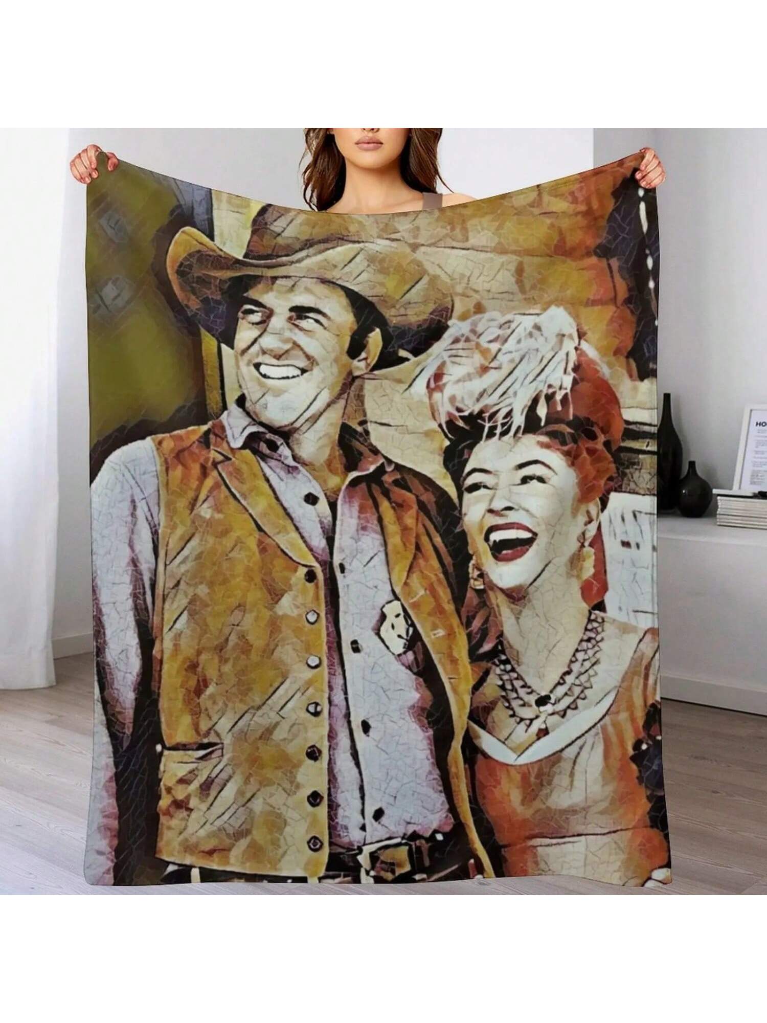 Gunsmoke -  Dillon And Miss Kitty Throw Blanket Blankets For  Luxury St Luxury Flannel Fabric Blankets 75X95CM