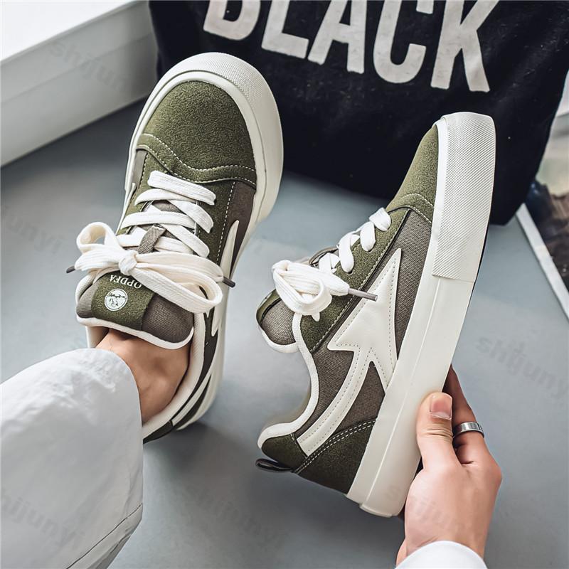 Fashion Men's Fashion Trend Casual Shoes 2025 Summer Low Cut Canvas Korean Version Versatile Sports Comfortable Non slip Chunky sneakers