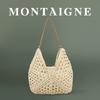 French Montaigne/Montian Versatile Commuter Shoulder Woven Bag Large Capacity Tote Bag Straw Woven Vacation Women's Bag