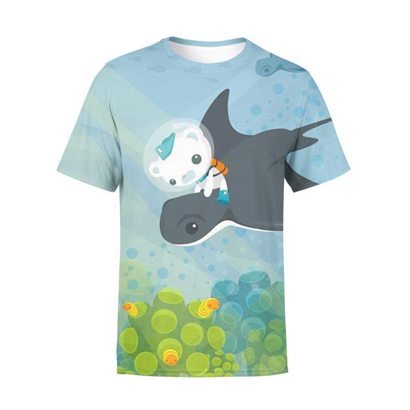 

Cartoon Underwater Small Column 3D Digital Printed Children s Short Sleeved T-shirt 110