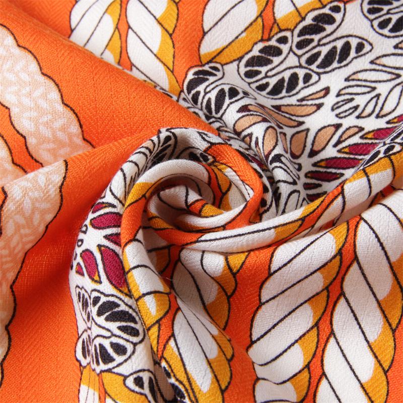 POBING Silk Cashmere Scarf Women Hand Rolled Rope Print Square Scarves Wraps Bandana Big Hijabs Female Foulard 135CM