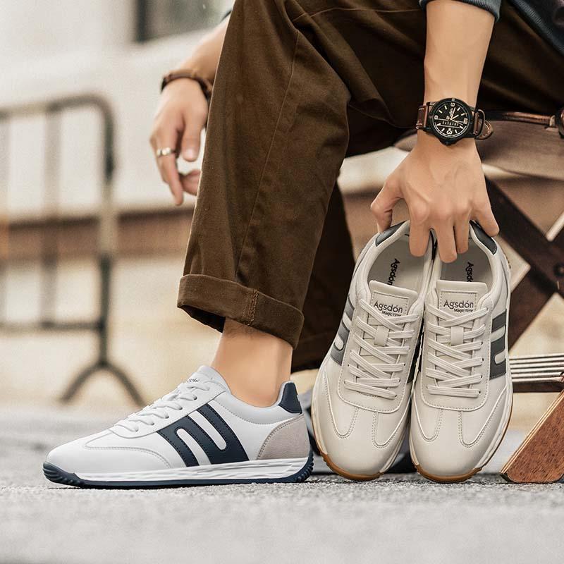 Frühlings-Herrenschuhe 2025 neue Plateau-Forrest-Gump-Schuhe lässige Board-Schuhe Herren Sommer atmungsaktive Leder-Sport-Trainingsschuhe