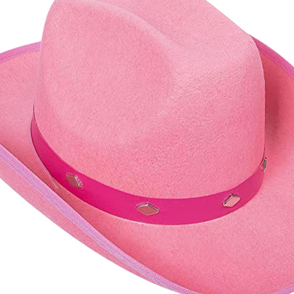 Cowboy Hat Western Wide Brim Felt Polyester Detail And Metal Embellishment Adjustable Closure