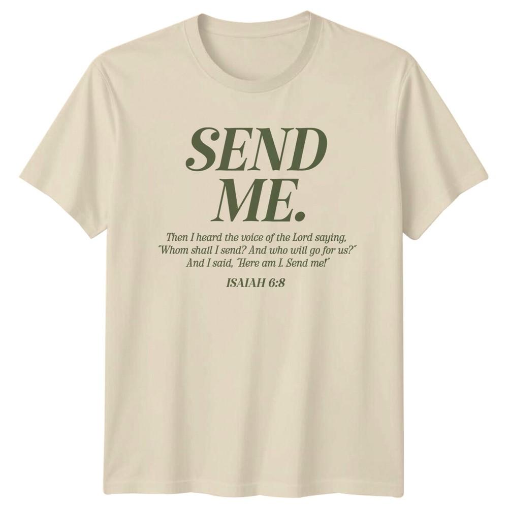 

Send Me Isaiah 6:8 Christian Bible Verse Faith T-Shirt L