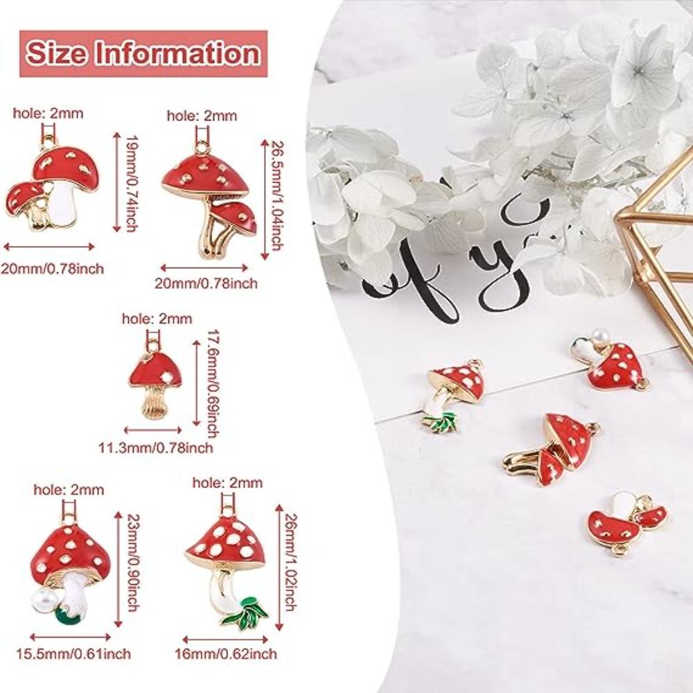 20pcs 20pcs Enamel 5 Shapes Red Mushroom DIY Mushroom Pendant Charms  Women