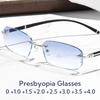 Unisex Diamond Cut Myopia Glasses Women Men Blue Light Blocking Computer Eyewear Fashion Luxury Rimless Far Sight Eyeglasses