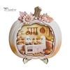 Indoor Fall Seasonal Ornament Halloween Ghost Pumpkin Wooden Plaque, 2D Flat Tabletop Sign, Rustic Farmhouse Autumn Decor Spooky Bathing Reading