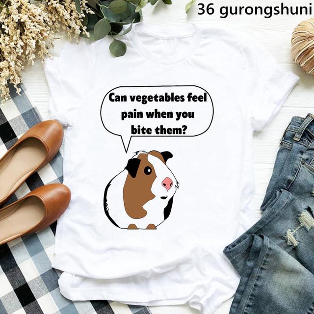 Cute Watercolor Guinea Pig Trendy Cotton Printed Mens And Womens Fashion Round Neck Tshirt Summer New Personalized Tshirt