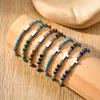 Vnox Men's Cross Natural Stone Beads Bracelets, 19-24cm Adjustable Length Lobster Clasp Trendy Chain Wristband Jewelry for Him