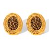Leopard Print Titanium Steel Hoop Earrings - Trendy, Non-Fading Stainless Steel for Women